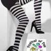 Smiffys Black & White Striped Tights Fever