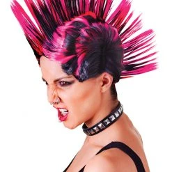 Bristol Novelties Ltd Mohican Wig Pink/Black Wigs