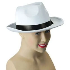 Bristol Novelties Ltd Fedora Gangster Hat - White Satin - Al Capone Style