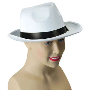Bristol Novelties Ltd Fedora Gangster Hat - White Satin - Al Capone Style 1 Bristol Novelties Ltd Fedora Gangster Hat - White Satin - Al Capone Style