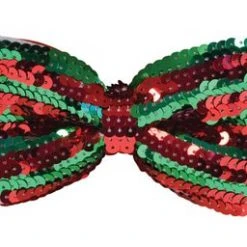 Bristol Novelties Ltd Christmas Costumes Red & Green Sequin Bow Tie - Christmas