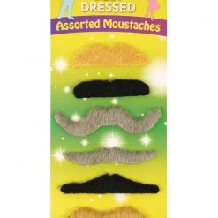 Henbrandt Assorted Fake Moustaches - 6 Pack