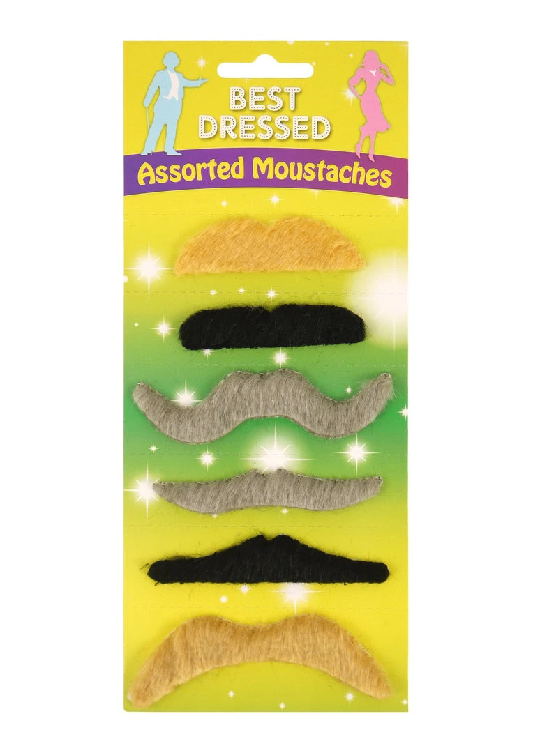 Henbrandt Assorted Fake Moustaches - 6 Pack 1 Henbrandt Assorted Fake Moustaches - 6 Pack