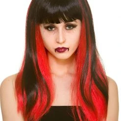 Wicked Costumes Dark Fantasy Wig - Black With Red Streaks Wigs