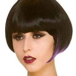 Wicked Costumes Witch Bob Wig - Black With Purple Streaks Wigs