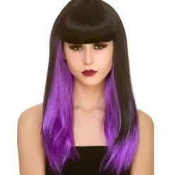 Wicked Costumes Dark Fantasy Wig - Black With Purple Streaks Wigs