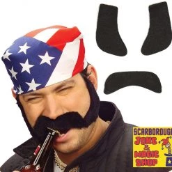 Wicked Nights Beards & Tashes Moustache & Sideburns Set - Black