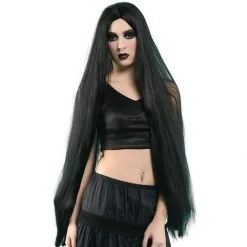 Bristol Novelties Ltd 40" Long Wig - Black Morticia Addams