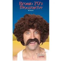 Wicked Costumes Beards & Tashes Seventies/Western 70s 60s Style Tash Moustache Brown