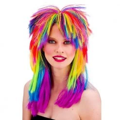 Wicked Costumes 80s Pop Rock Wig - Rainbow Multicoloured Wigs