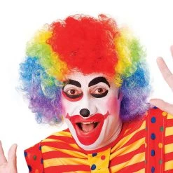 Bristol Novelties Ltd Clown Afro Pop Wig - Rainbow Multicoloured Wigs