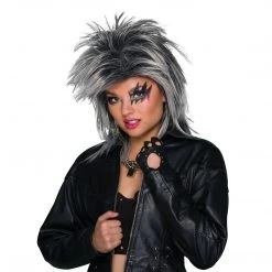 Bristol Novelties Ltd Foxy Rocker Wig - Silver Wigs