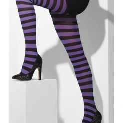 Smiffys Hoisery Purple & Black Striped Tights
