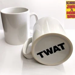 SWR Secret Twat Mug ~ Rude Hidden Profanity Joke Mug! ~ Office Santa Novelty Gift Novelty Mugs