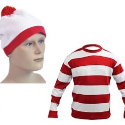 Wicked Nights/Bristol Novelties Men's Costumes Where's Wally Waldo Kit - Stripy Knitted Jumper & Hat