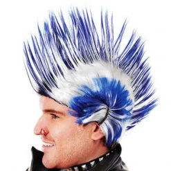 Bristol Novelties Ltd Mohican Wig Blue/White