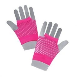 Bristol Novelties Ltd Neon Fishnet Gloves - Pink