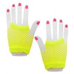 Bristol Novelties Ltd Neon Fishnet Gloves - Yellow