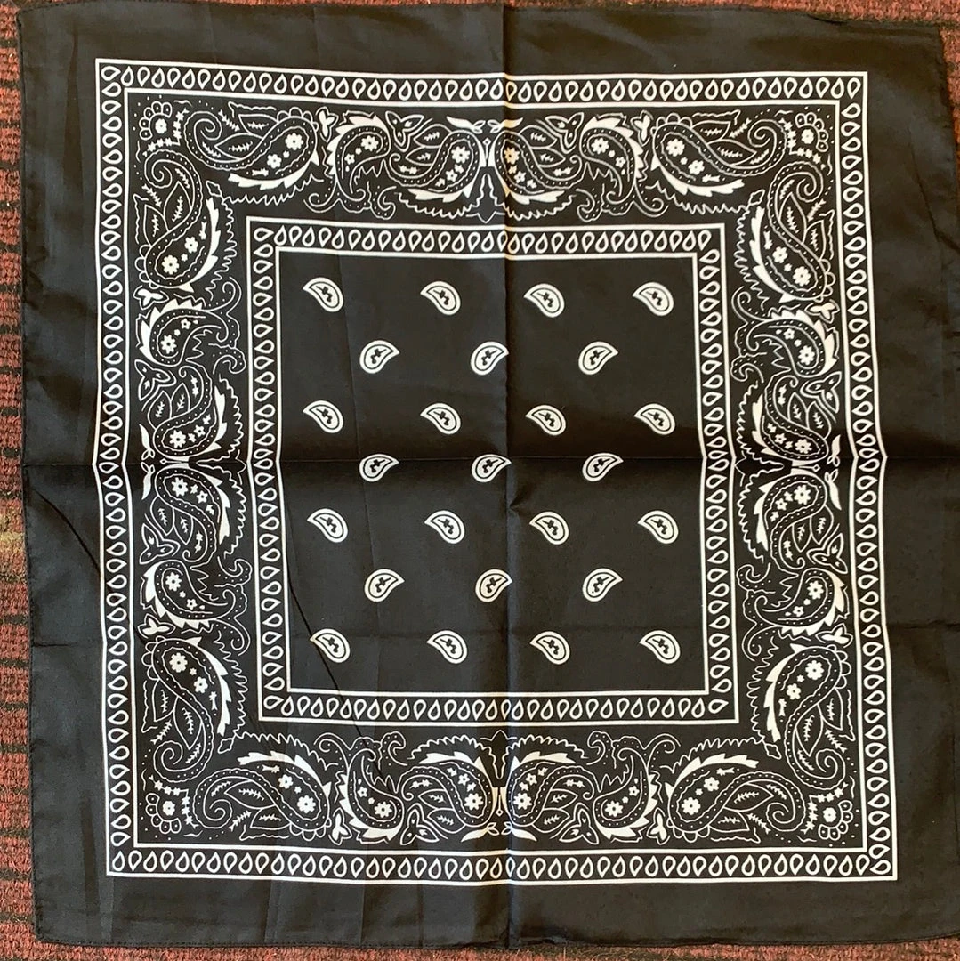 Wicked Nights Black Paisley Bandana Hats 1 Wicked Nights Black Paisley Bandana Hats